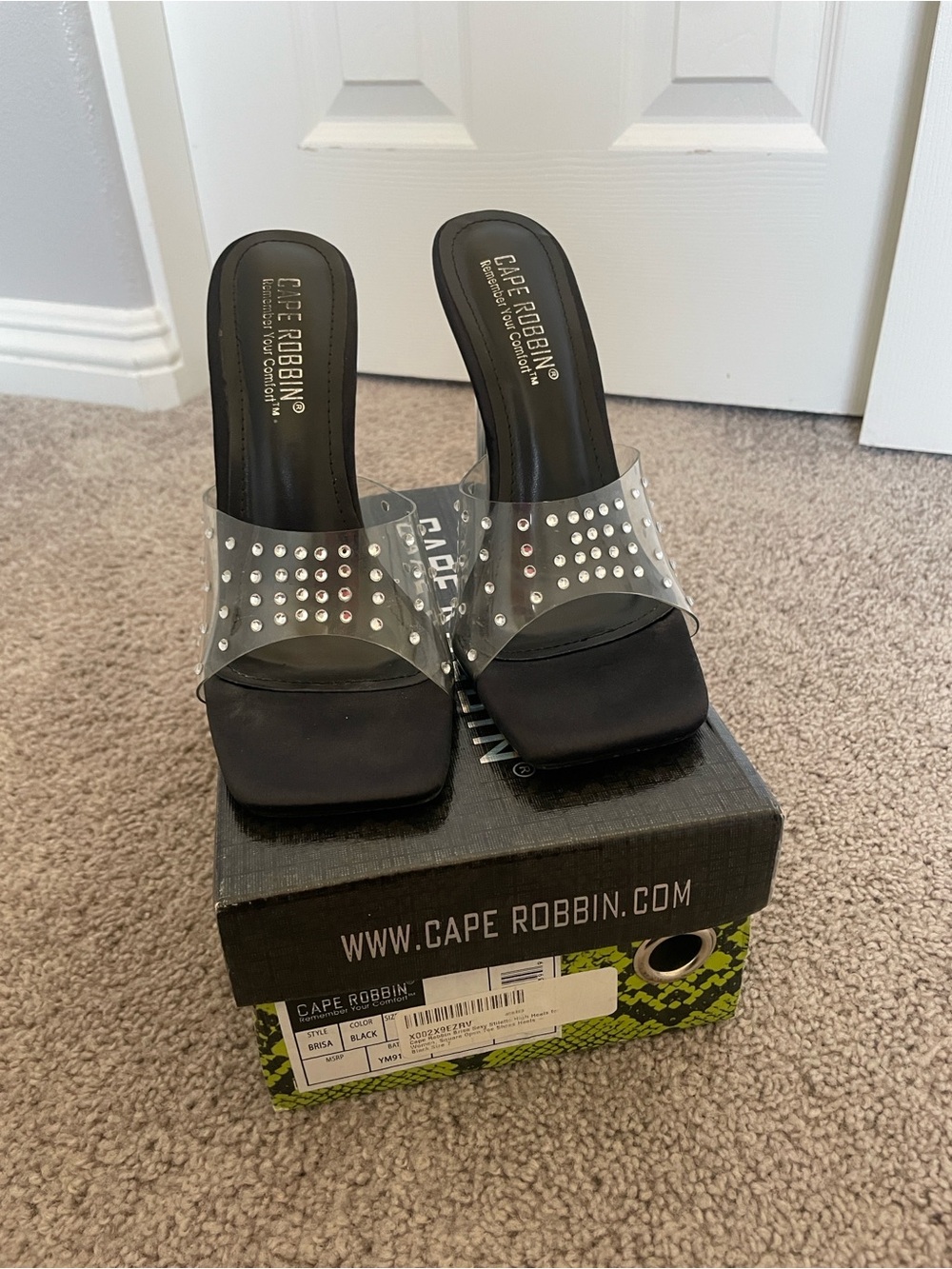 Cape Robbin Black Clear Studded Slide Mules